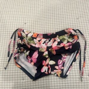 Onzie Black and Pink Floral Bikini Bottoms